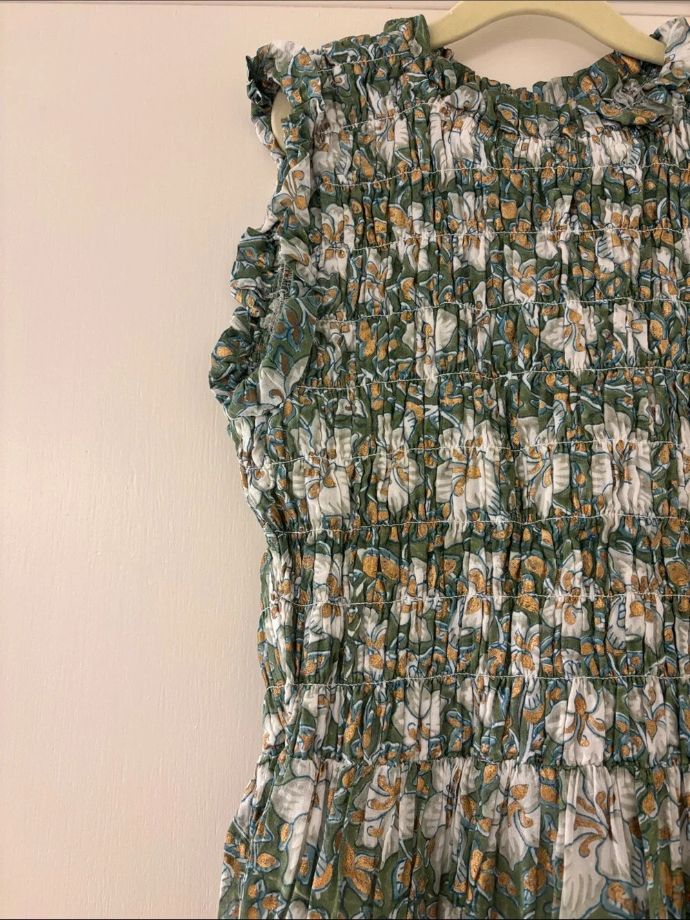 Oliphant Green Floral Smocked Maxi Dress - Picture 2 of 3